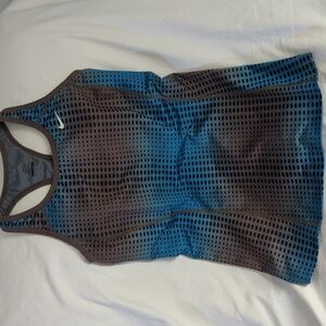 Nike Dri-Fit Victory Is Mine Gradient Blue & Brown Tank Top Built In Bra Size M